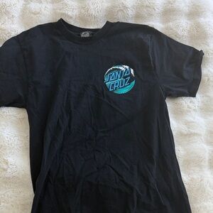 Santa Cruz Skateboards Black Tee with Teal Logo